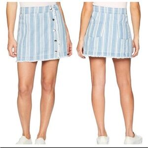 Jack by BB Dakota Striped Button-Front Mini Skirt Raw Hem 4